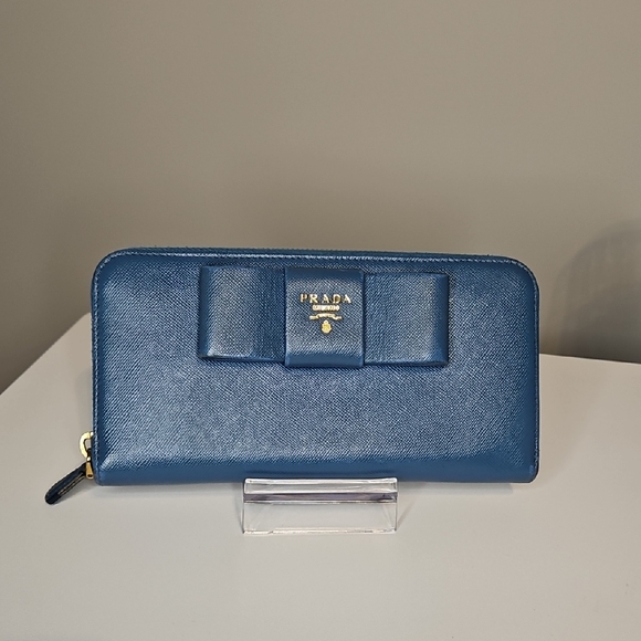 Prada Sapphire Leather Zip-Around Wallet - Picture 1 of 11
